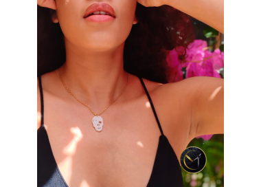 Collier Las Calaveras ivoire végétal et zirconium