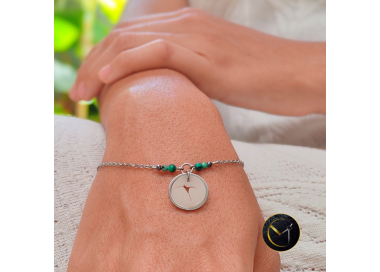 bracelet breloque La Réunion, ivoire végétal, pierres naturelles, acier inoxydable