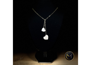 Collier coeurs, toi et moi, ivoire végétal et acier inoxydable