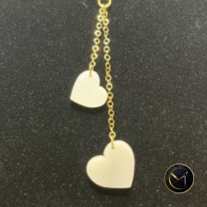 Collier coeurs, toi et moi, ivoire végétal et acier inoxydable