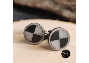 Boutons de manchettes, ébène, ivoire végétal, acier inoxydable, homme, chemise, Madagascar, bijoux, Réunion